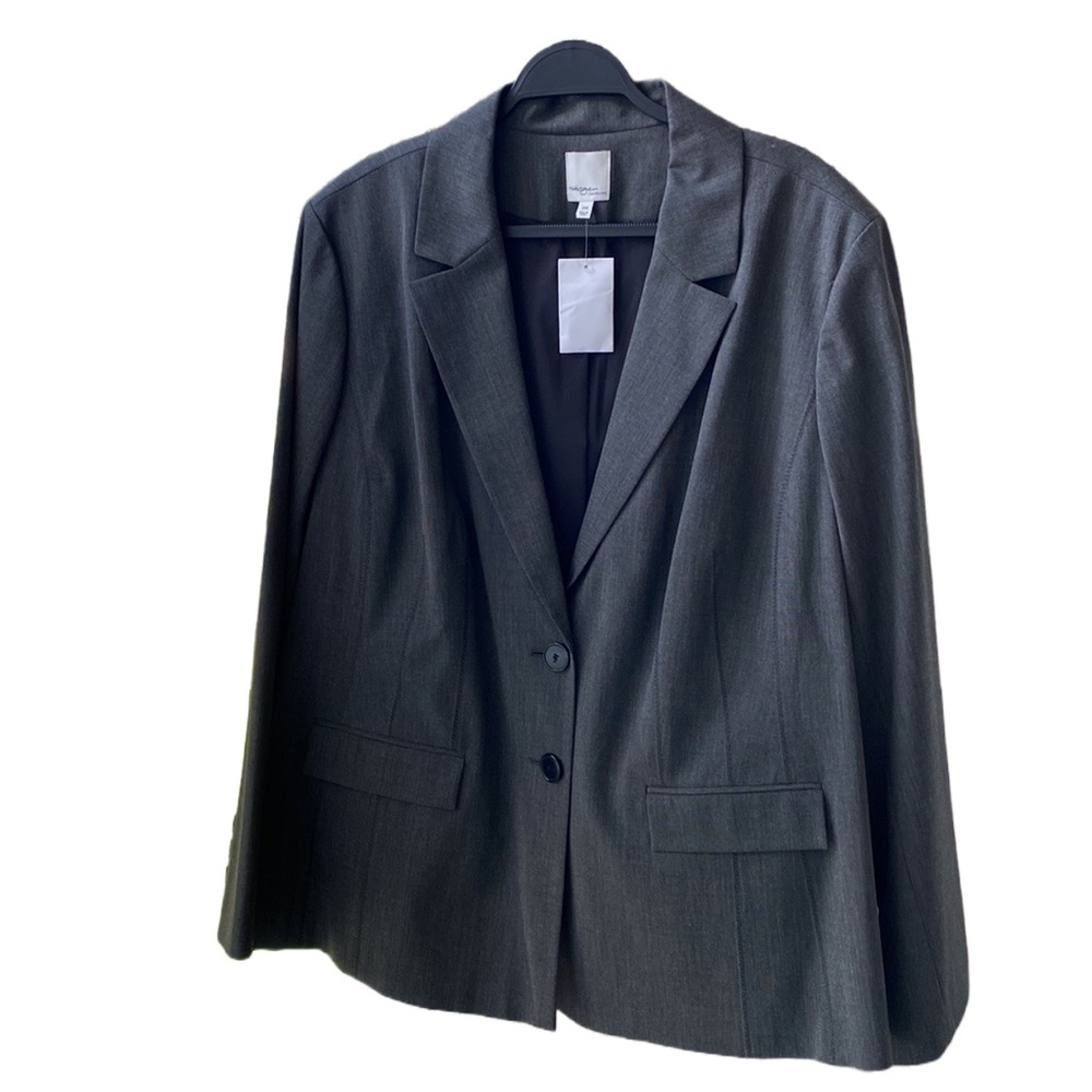 NWT 🩶 Halogen Nordstrom Charcoal Gray Lined Stretch Blazer/Suit Jacket, 20W